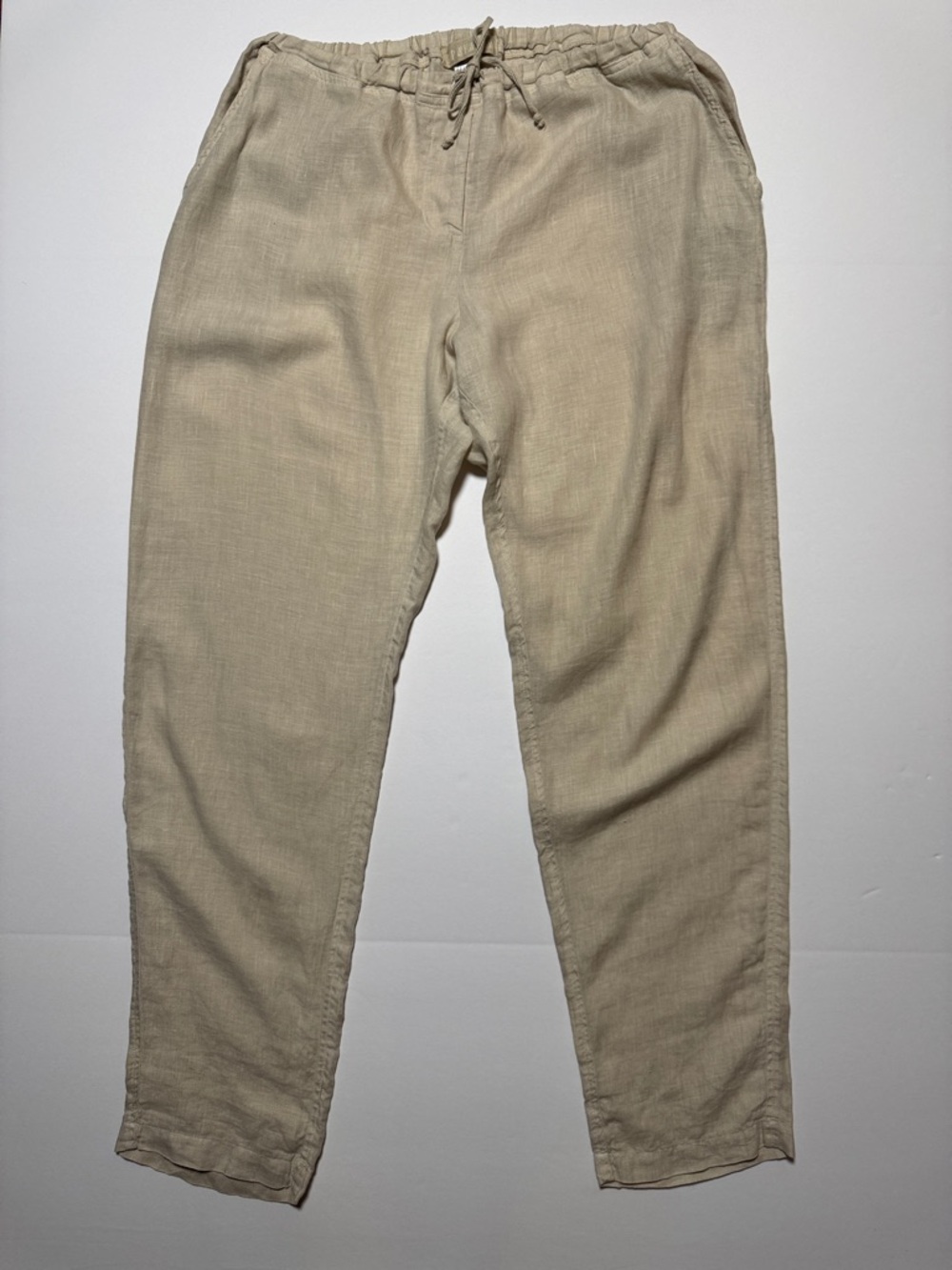 CP SHADES Women's Casual 100% Linen Drawstring Pants Neutral Beige Lightweight L